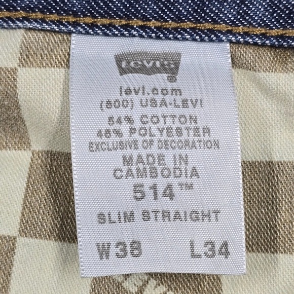 Levis 514 Jeans Mena 38x34 Blue Slim Straight Medium Wash Denim Skater Y2K‎ - Picture 5 of 14